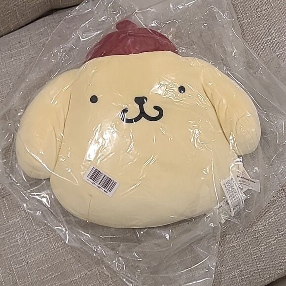 Pompompurin NWT Sanrio Kawaii Yellow Plush Pillow Flat Yellow Character Decor - Picture 2 of 5